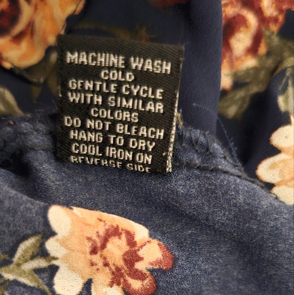 J for Justice Women's Floral Snitched Waist Blouse Zipper V-Neck 3/4 Sleeve Top - Picture 7 of 7